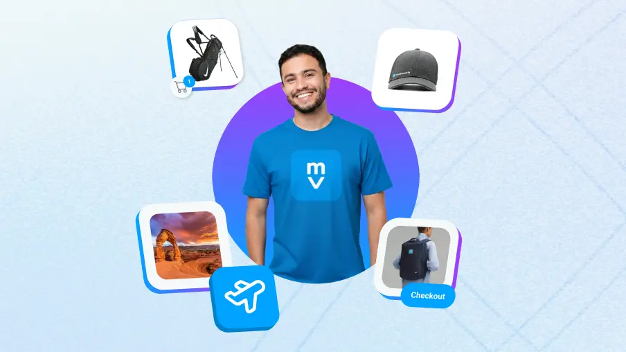 Employee rewards and company swag in a mobile company store.