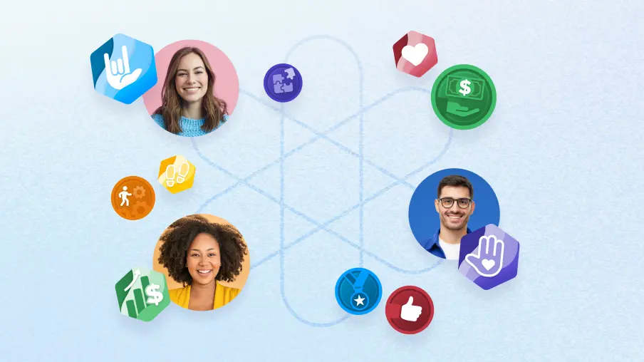Employees participating in a company culture focused around core values.