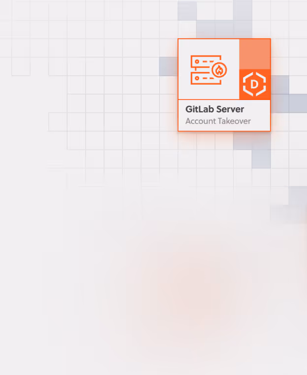Icon showing GitLab Server with symbol representing account takeover on a grid background.