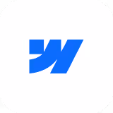 Blue stylized letter W icon on a white rounded square background.