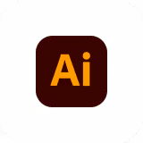 Adobe Illustrator app icon with stylized orange 'Ai' letters on a dark brown rounded square background.