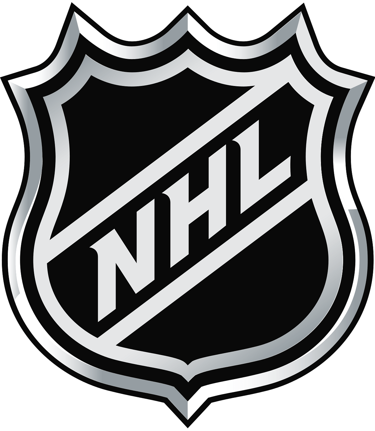 NHL shield logo in black and silver.