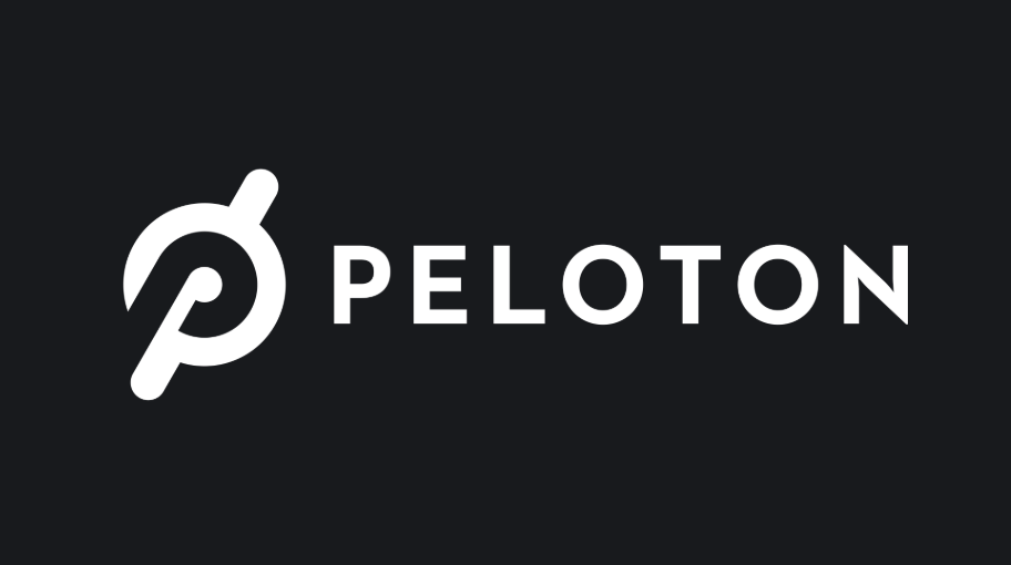 Peloton company logo with stylized P icon in white on a dark background.
