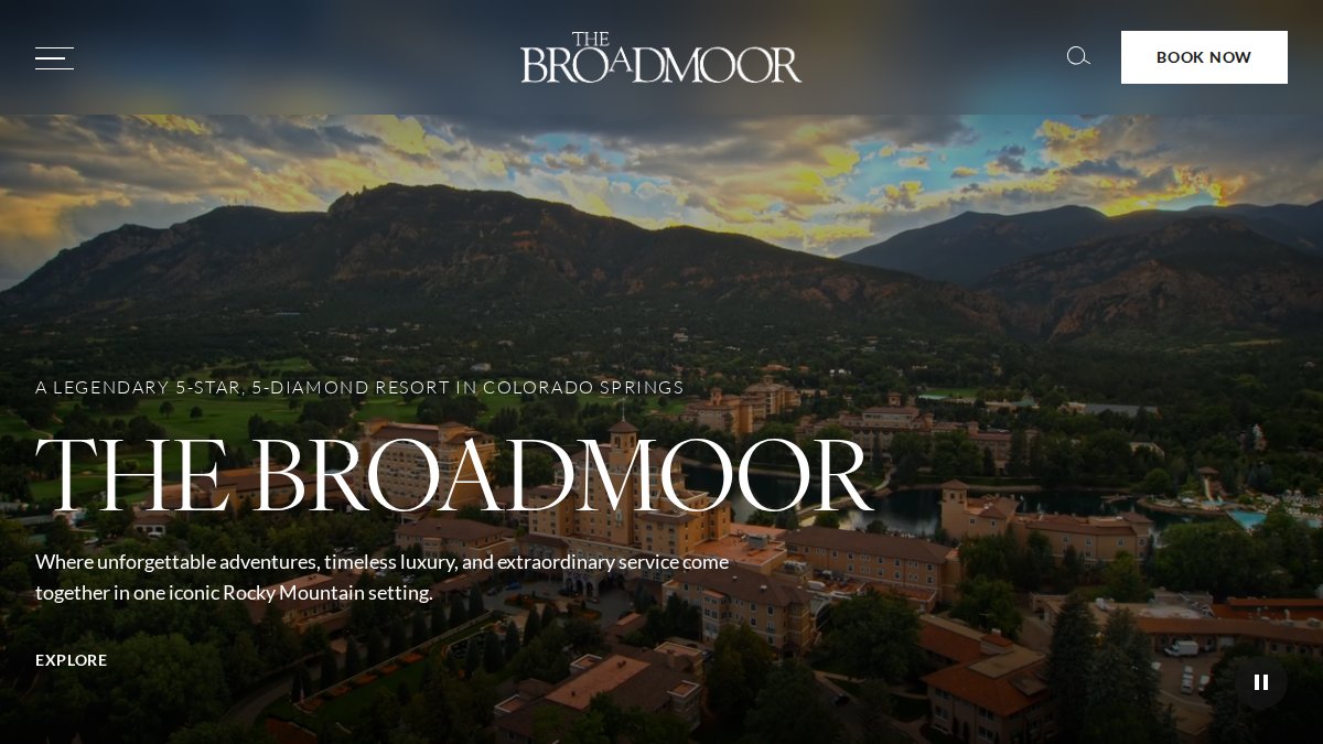 Screenshot of broadmoor.com interface