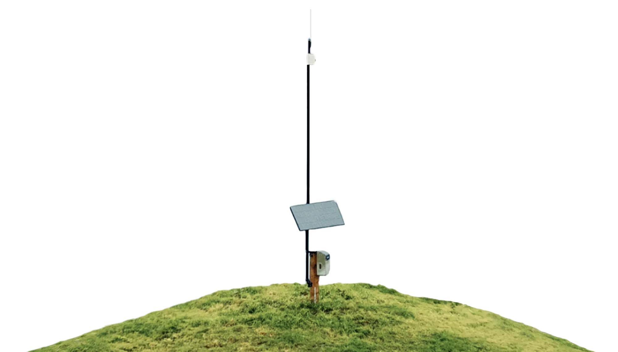 A Halter tower installed on a grassy hill.