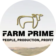 The logo for Farm Prime, featuring a stylized outline of a cow above the brand name.