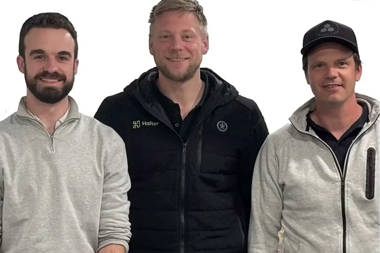 A Halter account manager, standing with two Rural Professionals