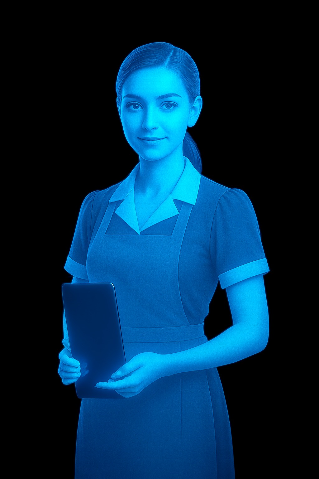waiter avatar lady in a software blueprint