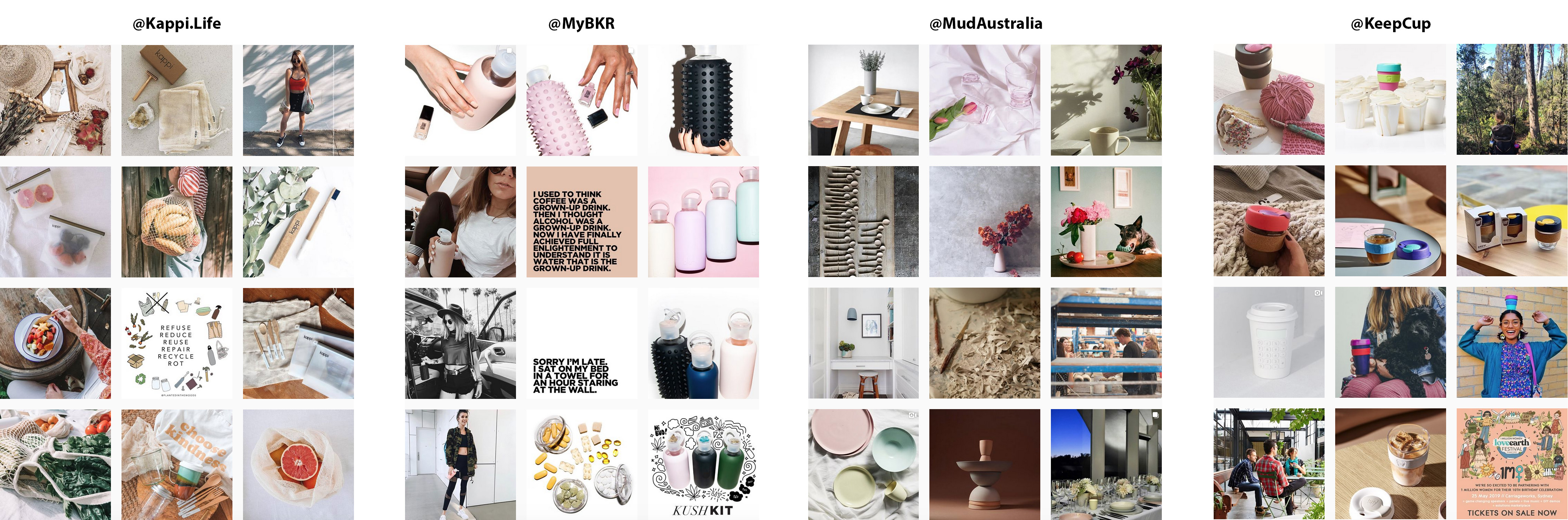 Example of four product's Instagram fee