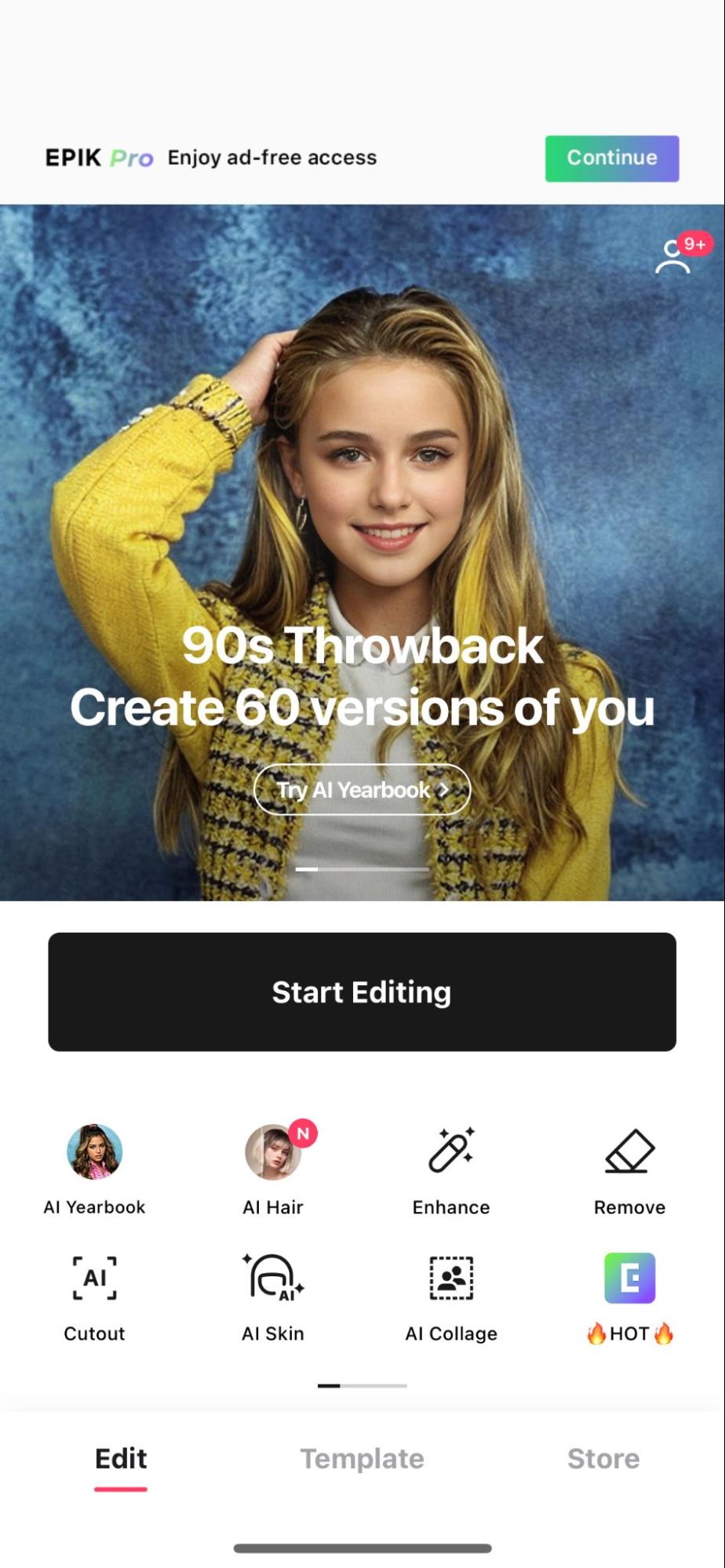 Screenshot of when you launch the app 'Epik'.