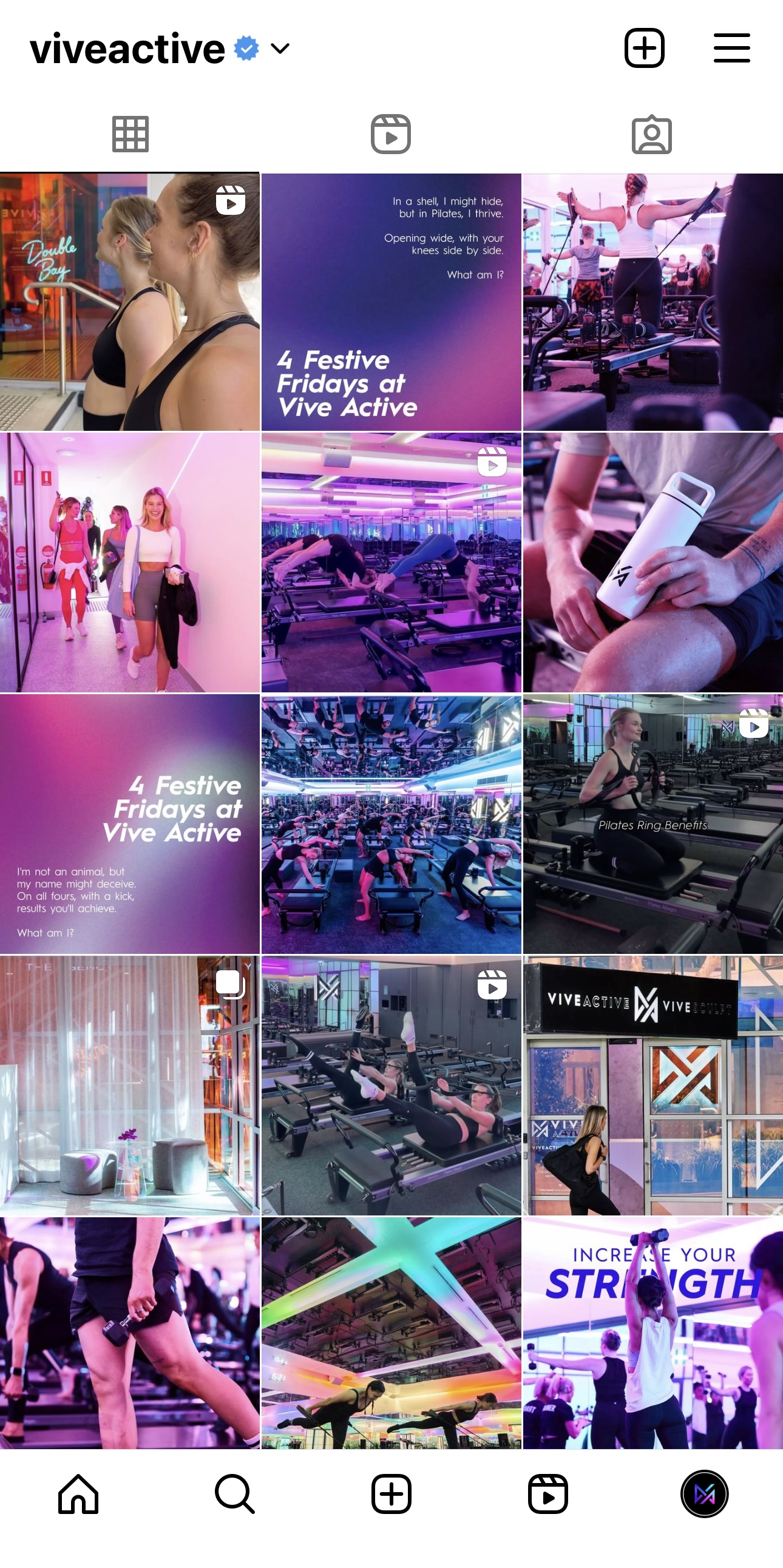 Screenshot of Instagram account's curated feed.