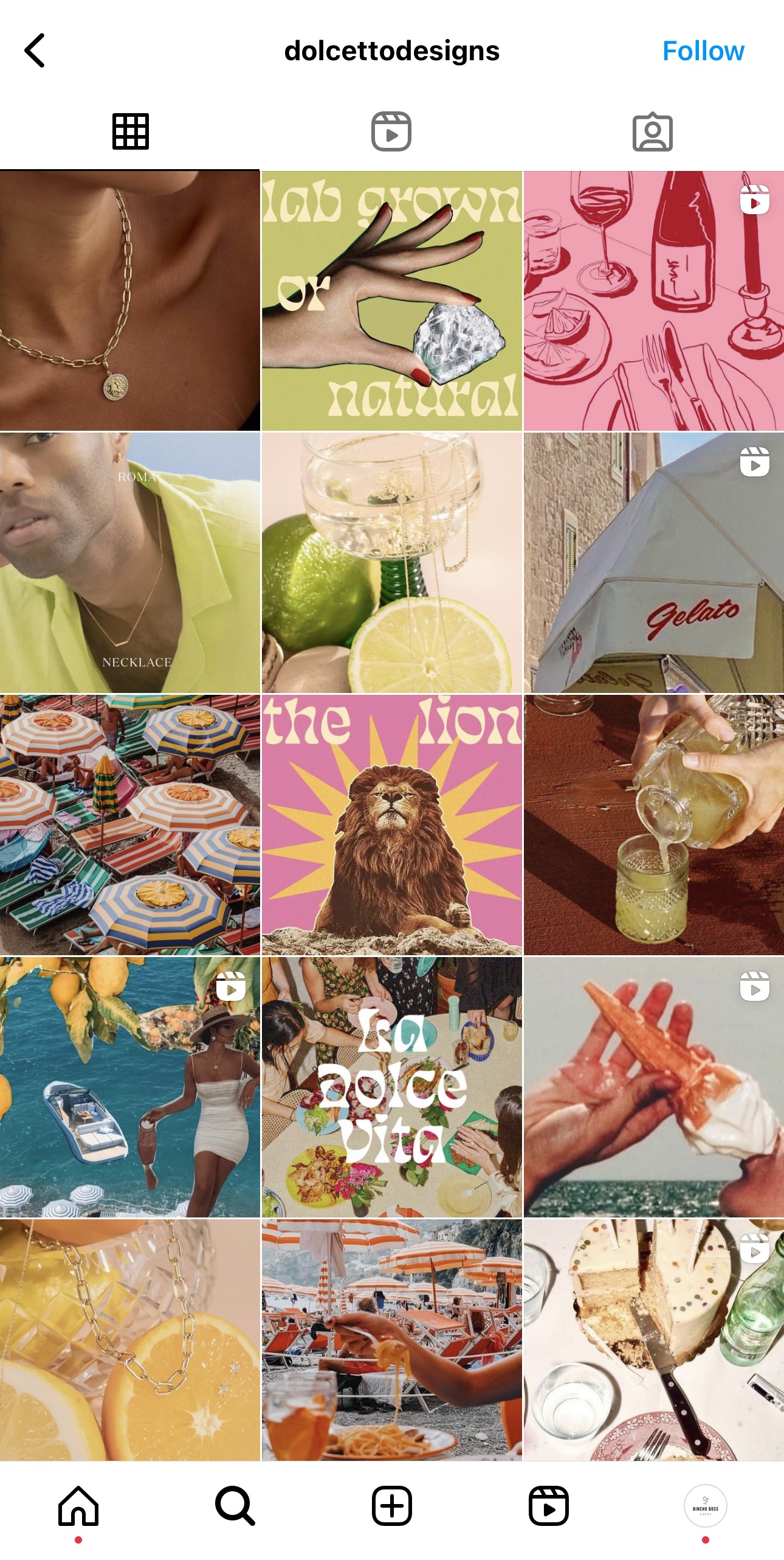 Screenshot of Instagram account's feed showing how to use instagram for business