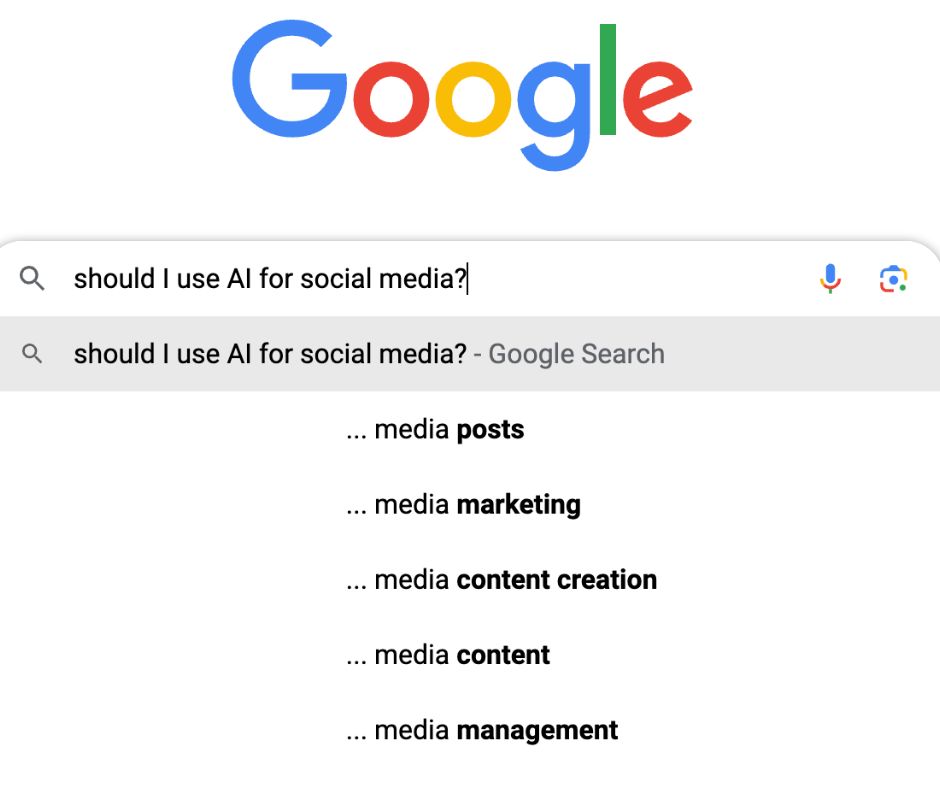 graphic of google search results on AI