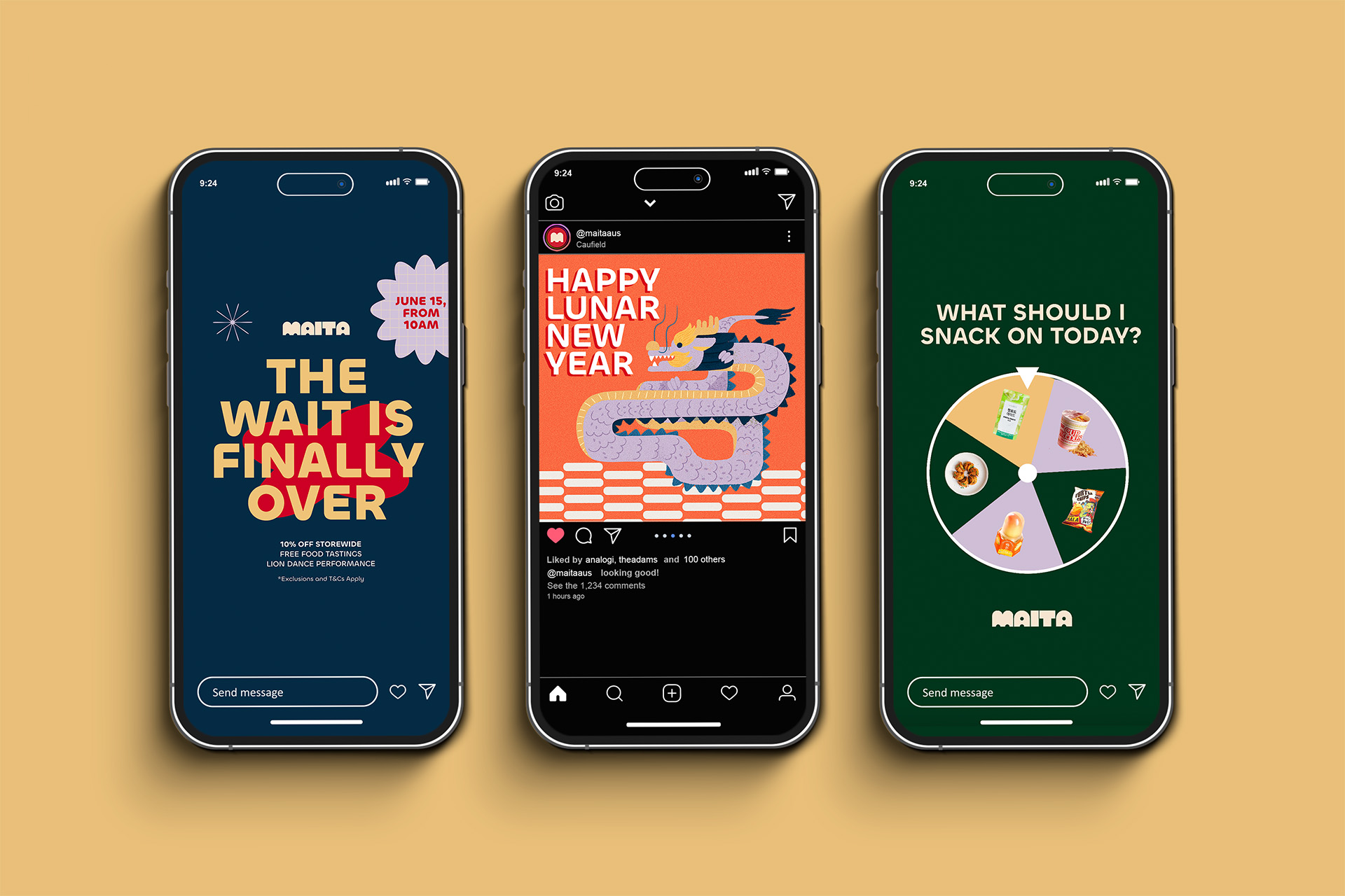 Three screens of instagram stories