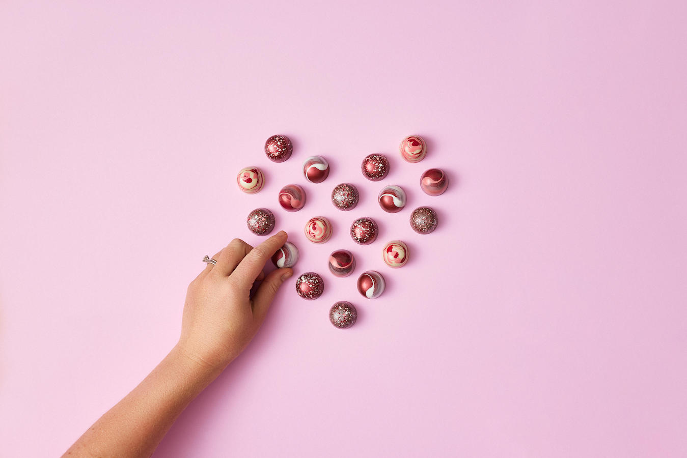 Picture of chocolates arranged in a heart shape