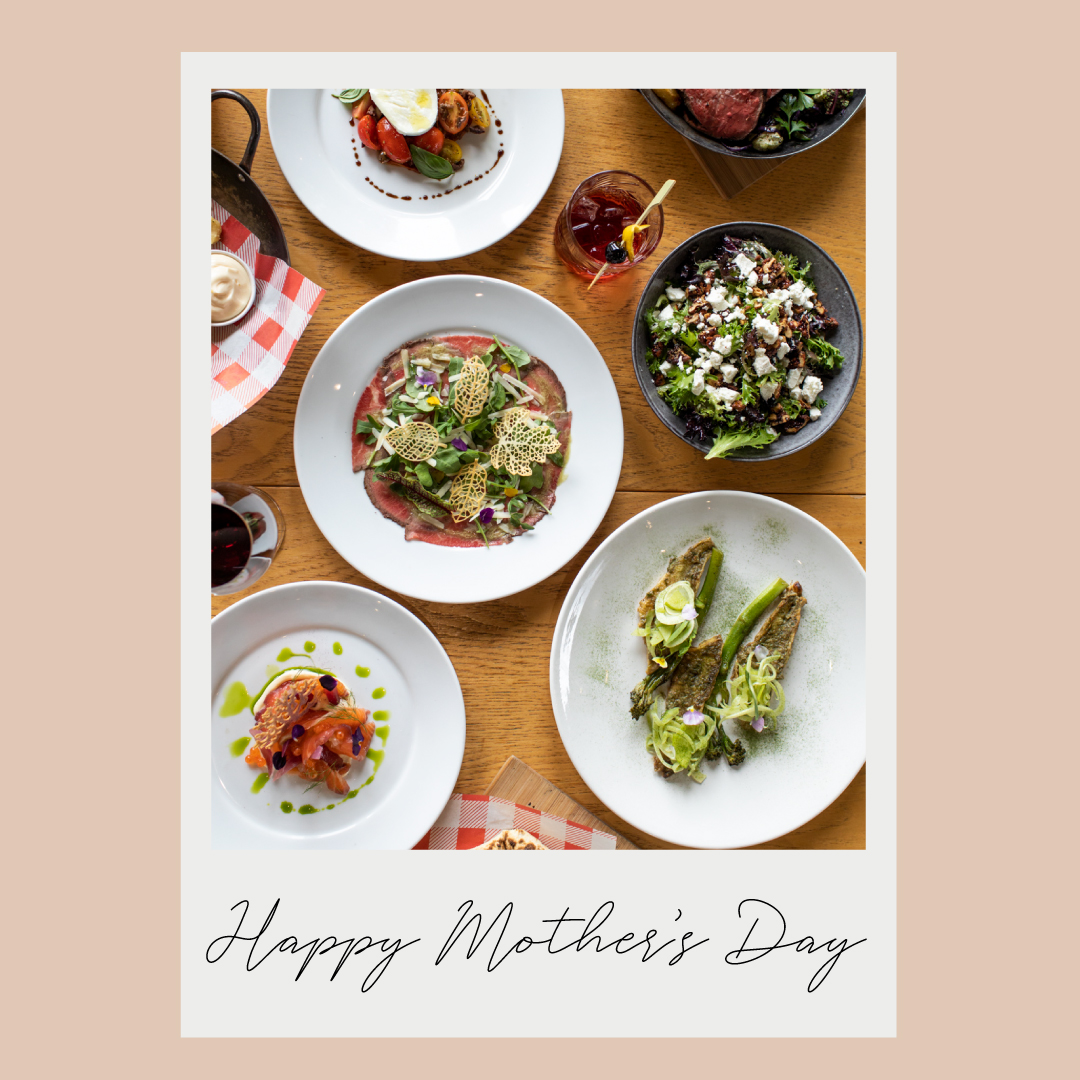 Image of a table of food, titled 'happy mother's day'