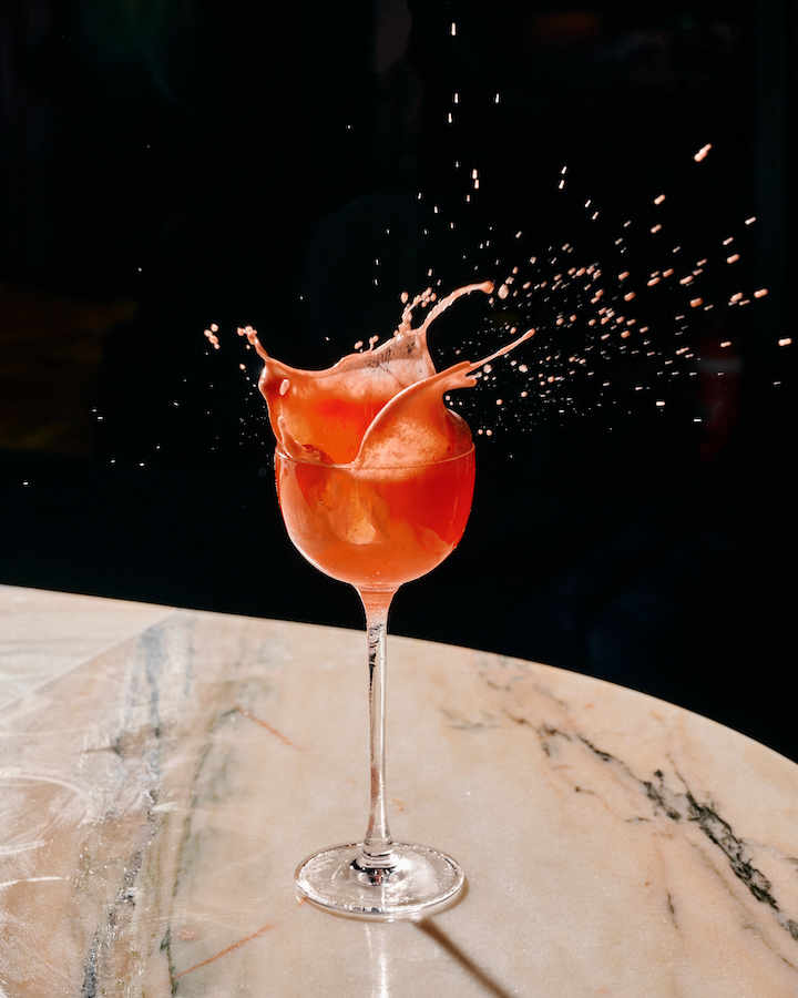 Cocktail glass splattering