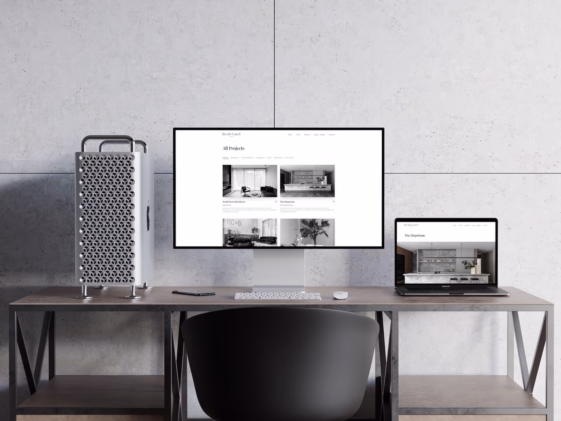 WordPress website design for Kestie Lane Studio, showing the interior designer website on a desktop device. Designed & developed by Spacey Studios.