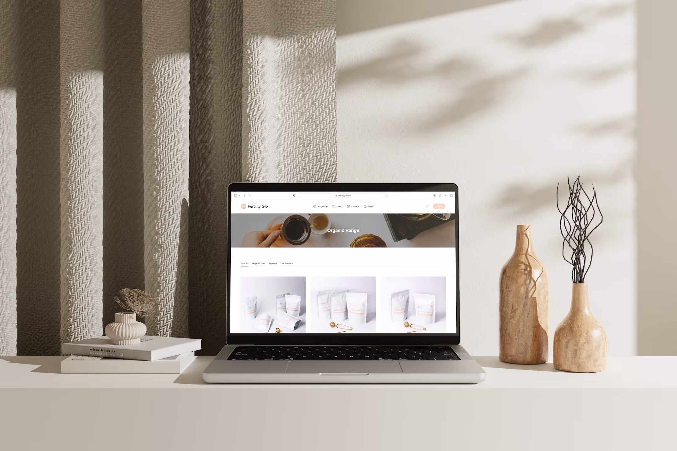 Shopify website design for Fertility Glo Artisan Teas, designed & developed by Spacey Studios.