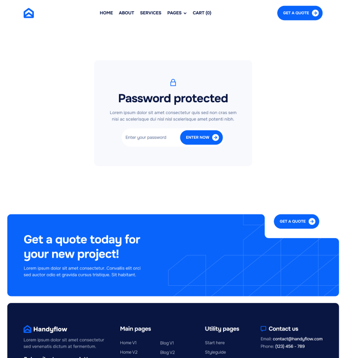Handyflow X - Password Protected Utility Page - Handyman Webflow Template | BRIX Templates
