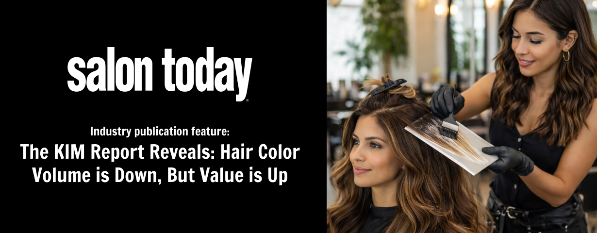 Salon Today magazine feature highlighting KIM Report findings on hair color volume trends and service value increases in professional beauty industry