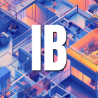 Isometric office layout with desks, chairs, computers, and shelving units.