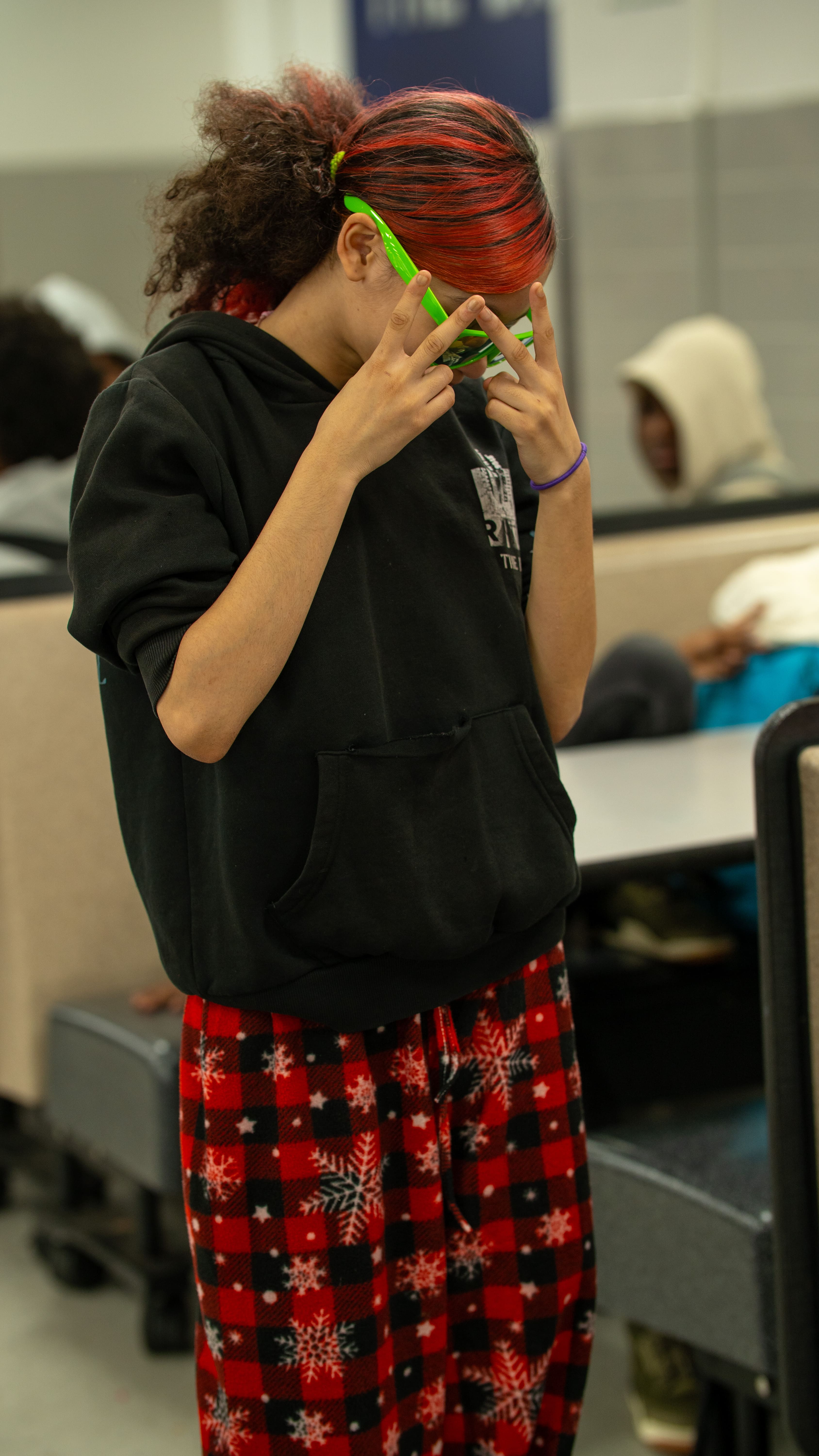 Students celebrating Pajama Day at school