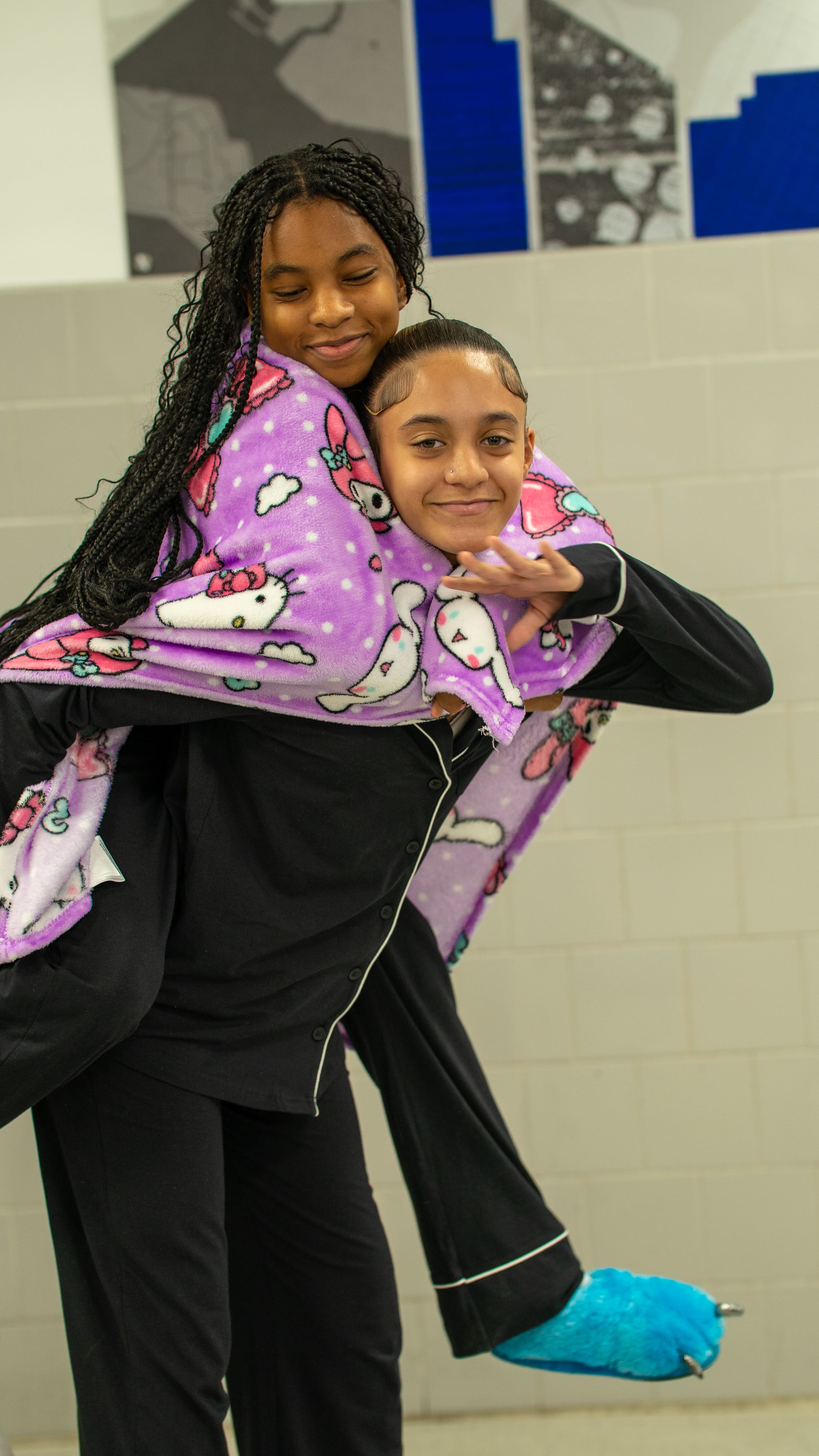 Students celebrating Pajama Day at school