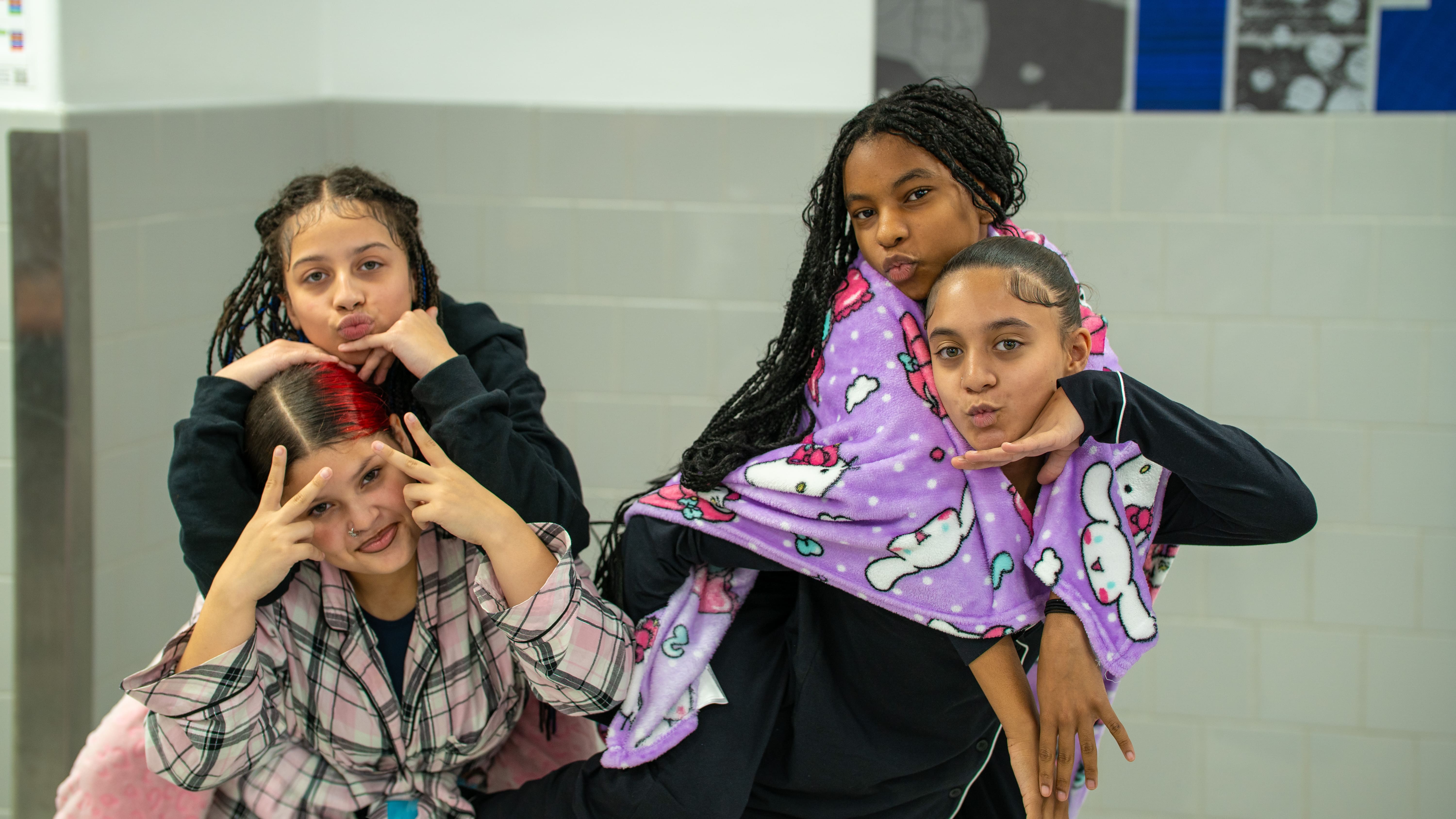 Students celebrating Pajama Day at school