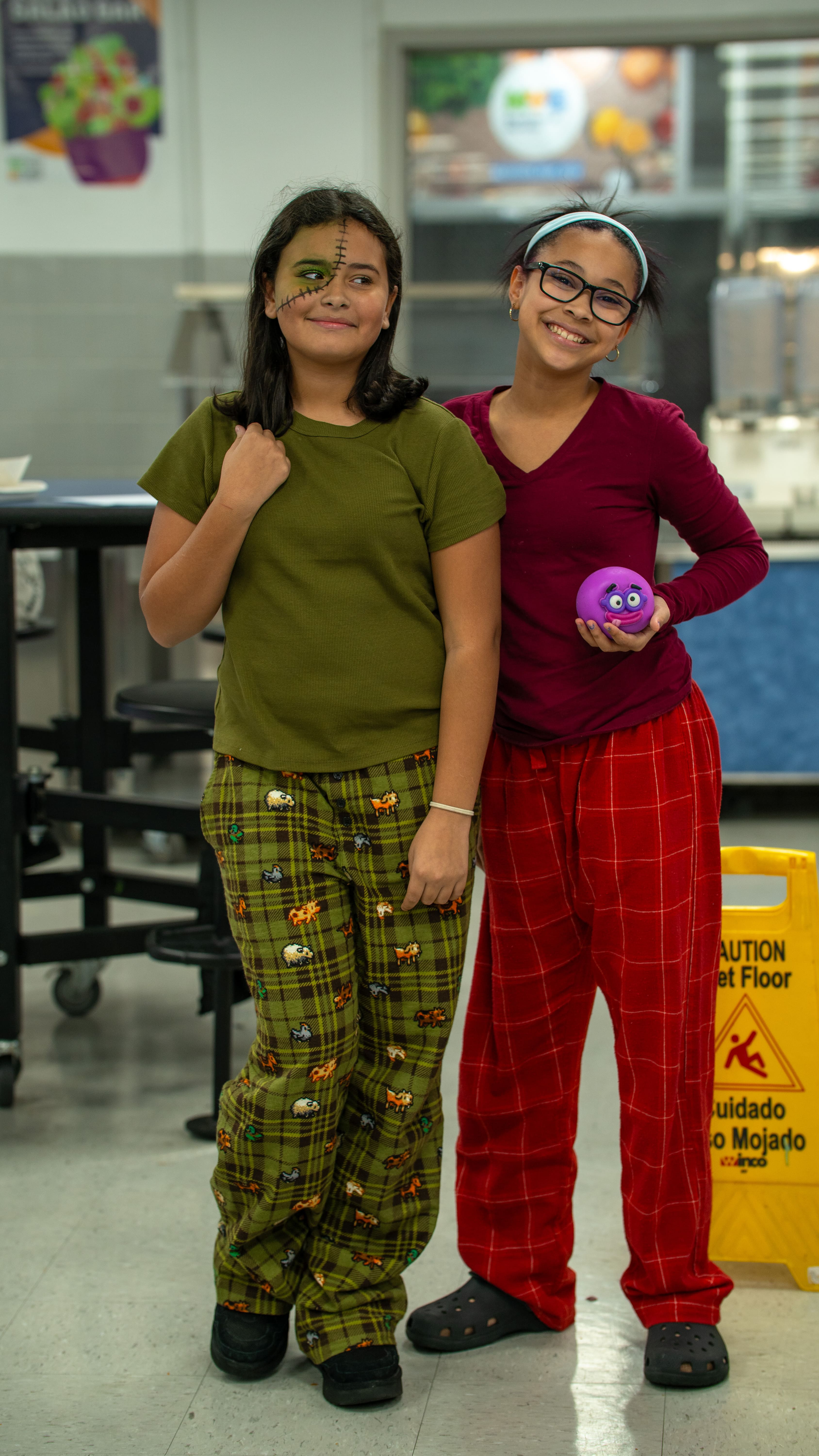 Students celebrating Pajama Day at school