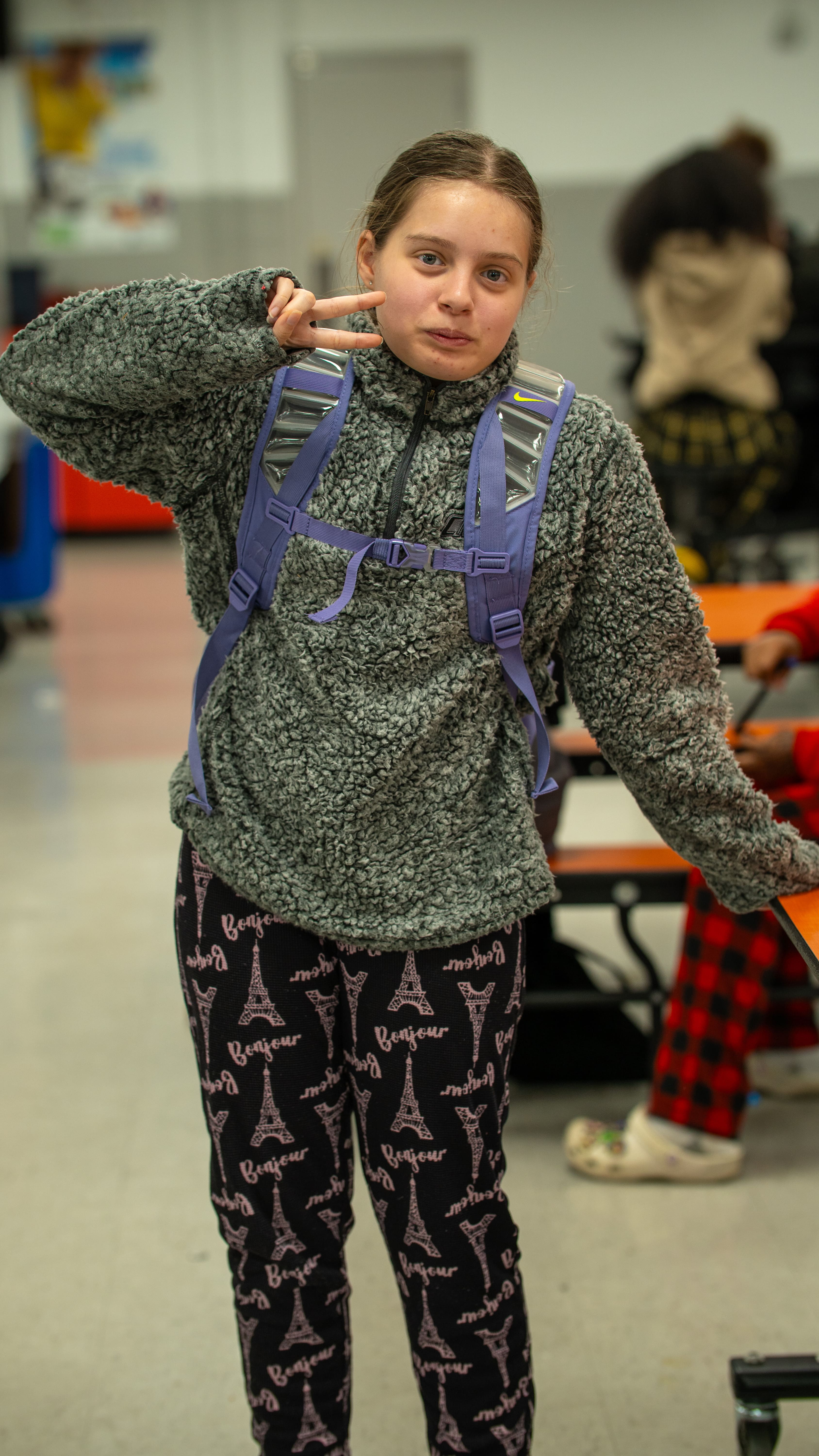 Students celebrating Pajama Day at school