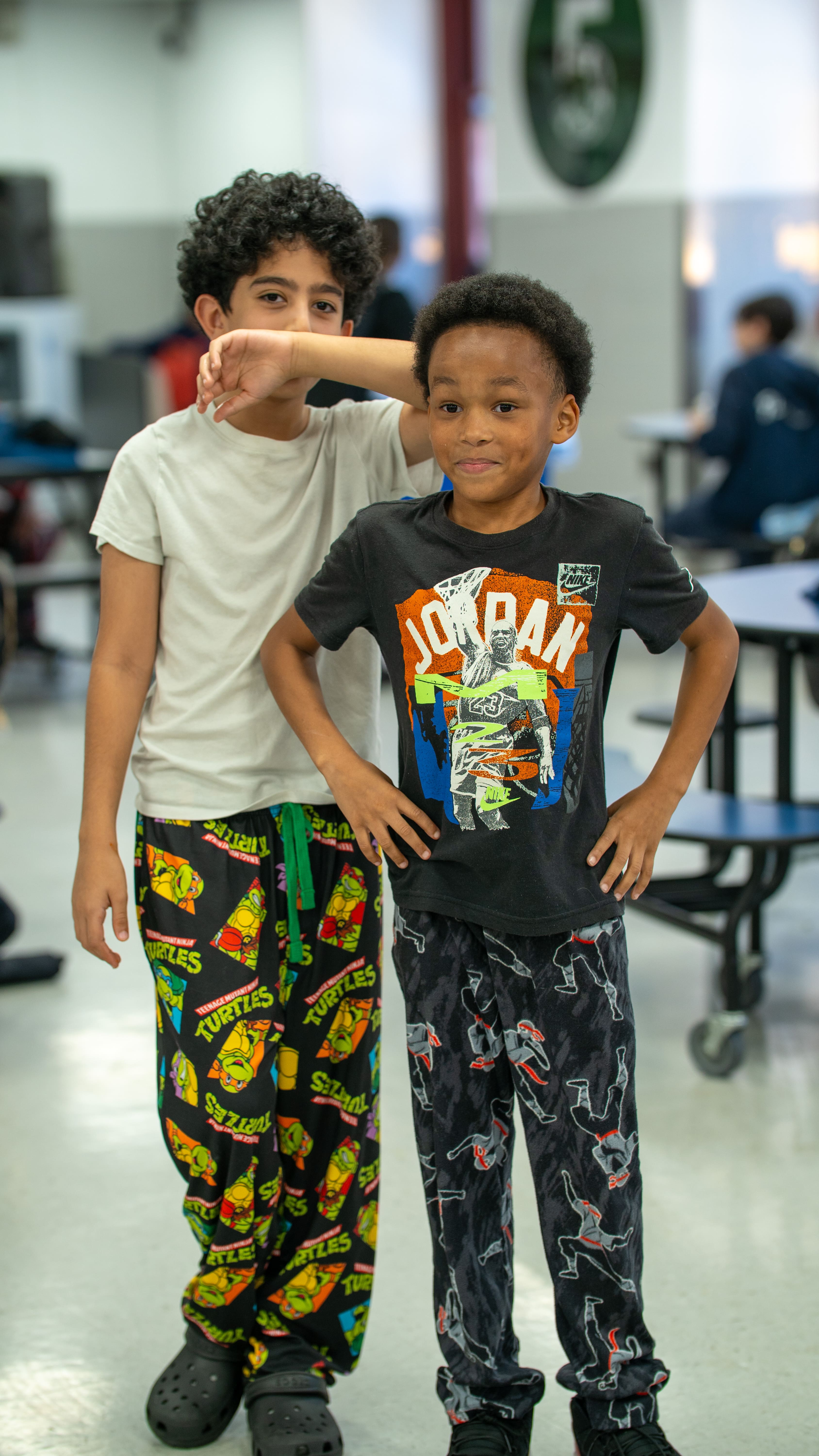 Students celebrating Pajama Day at school