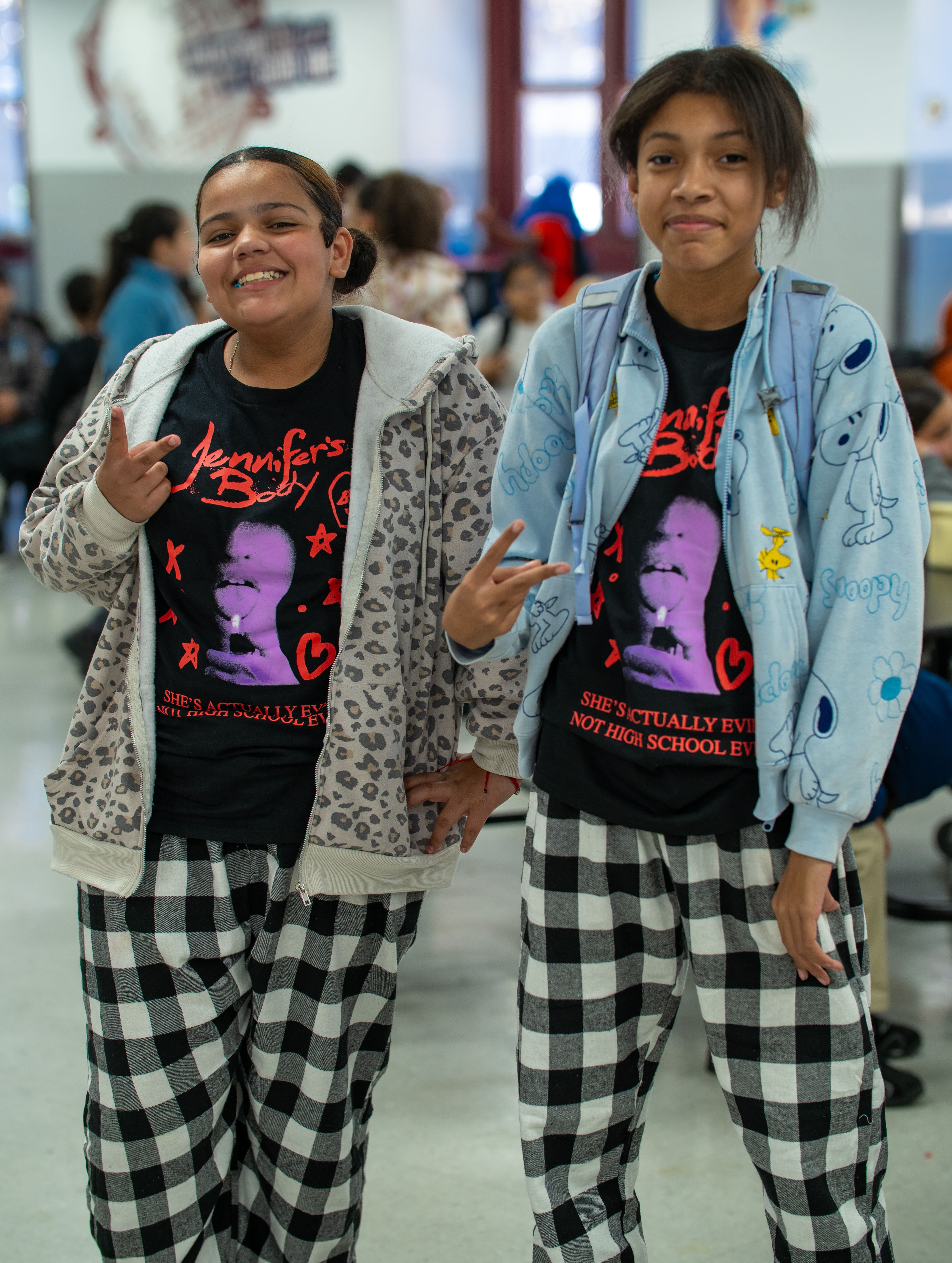 Students celebrating Pajama Day at school