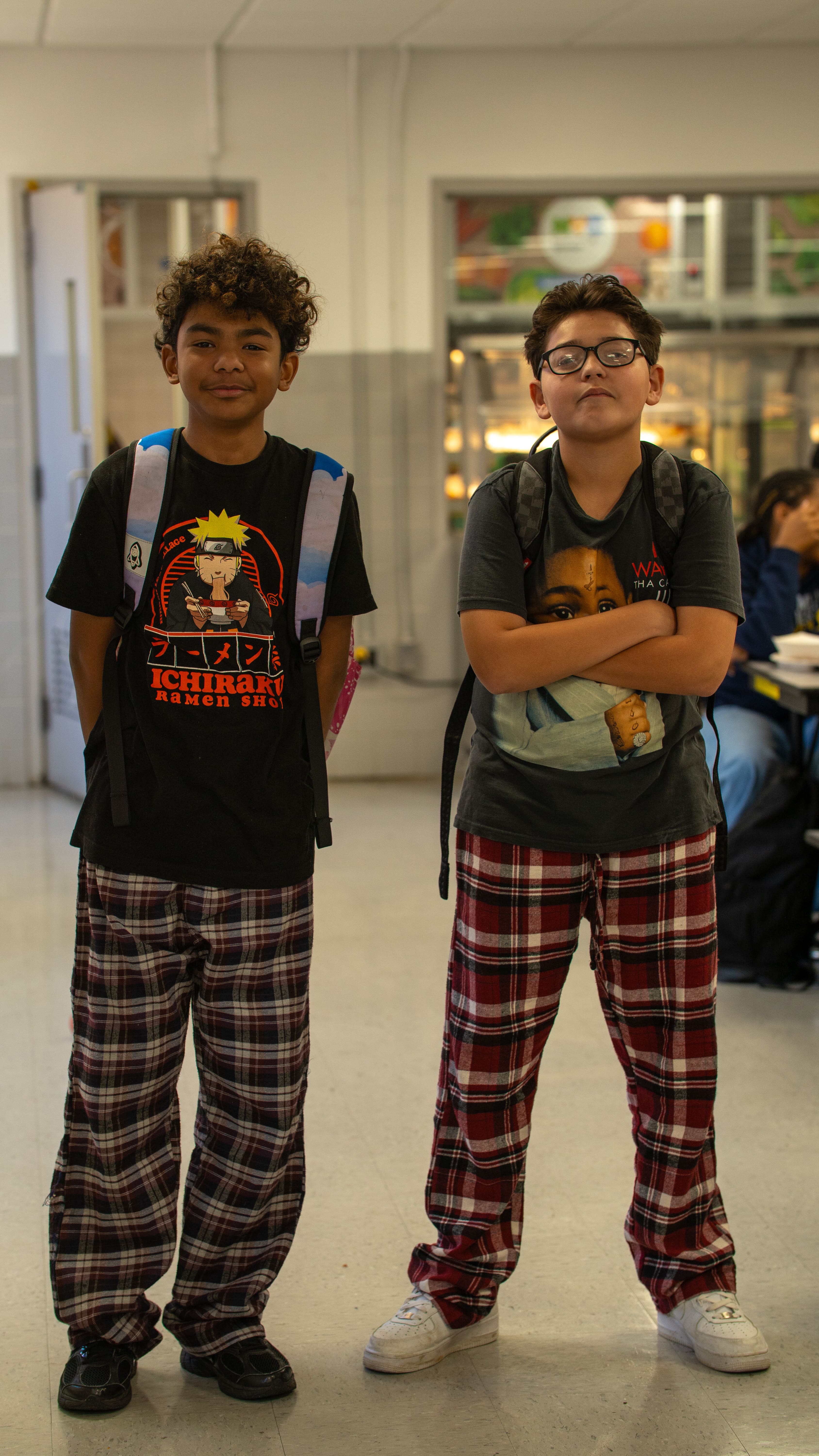 Students celebrating Pajama Day at school