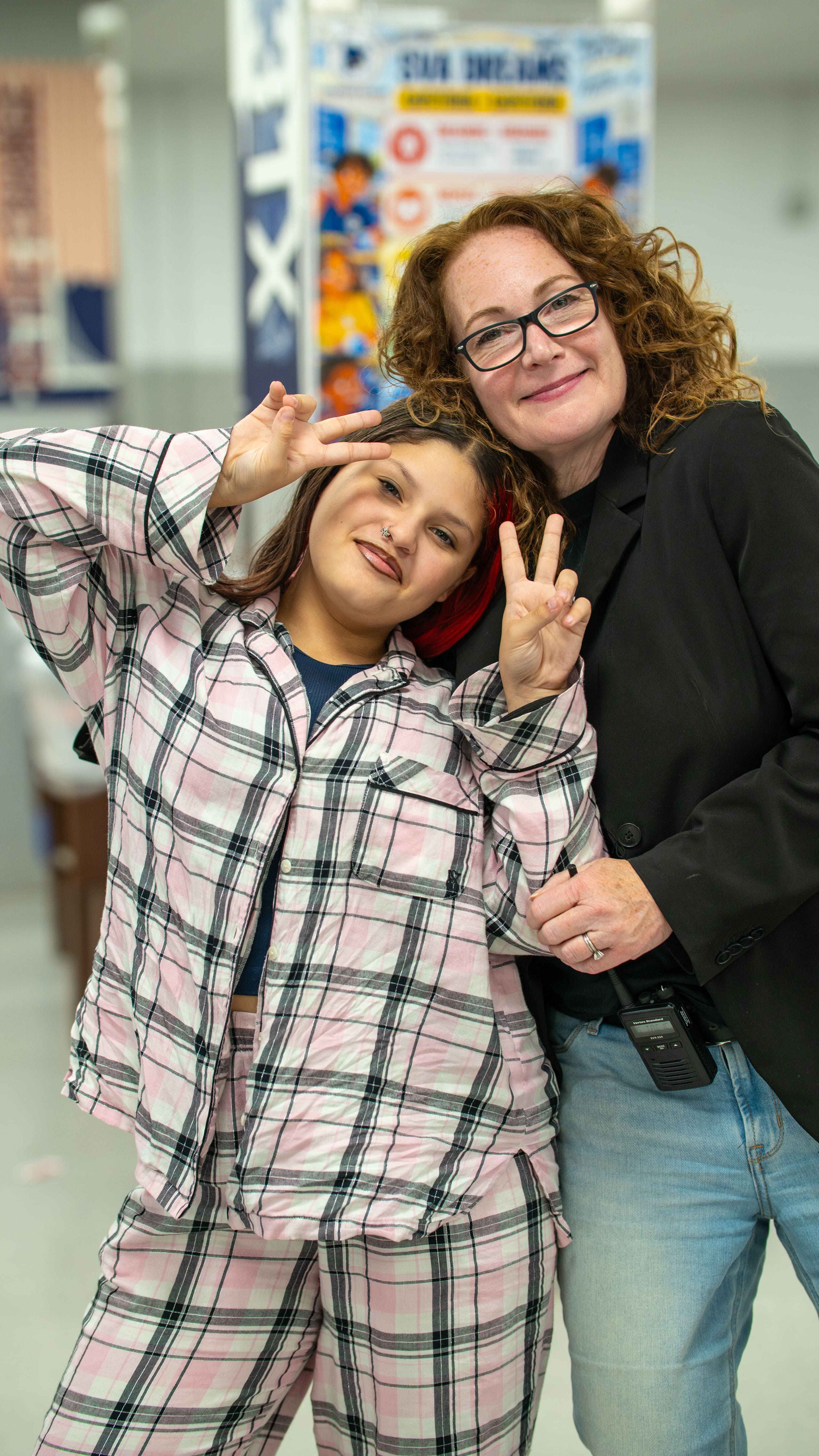 Students celebrating Pajama Day at school