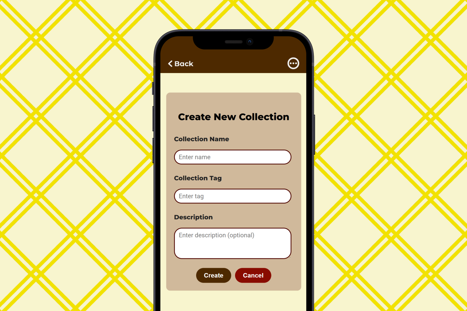 New collection screen