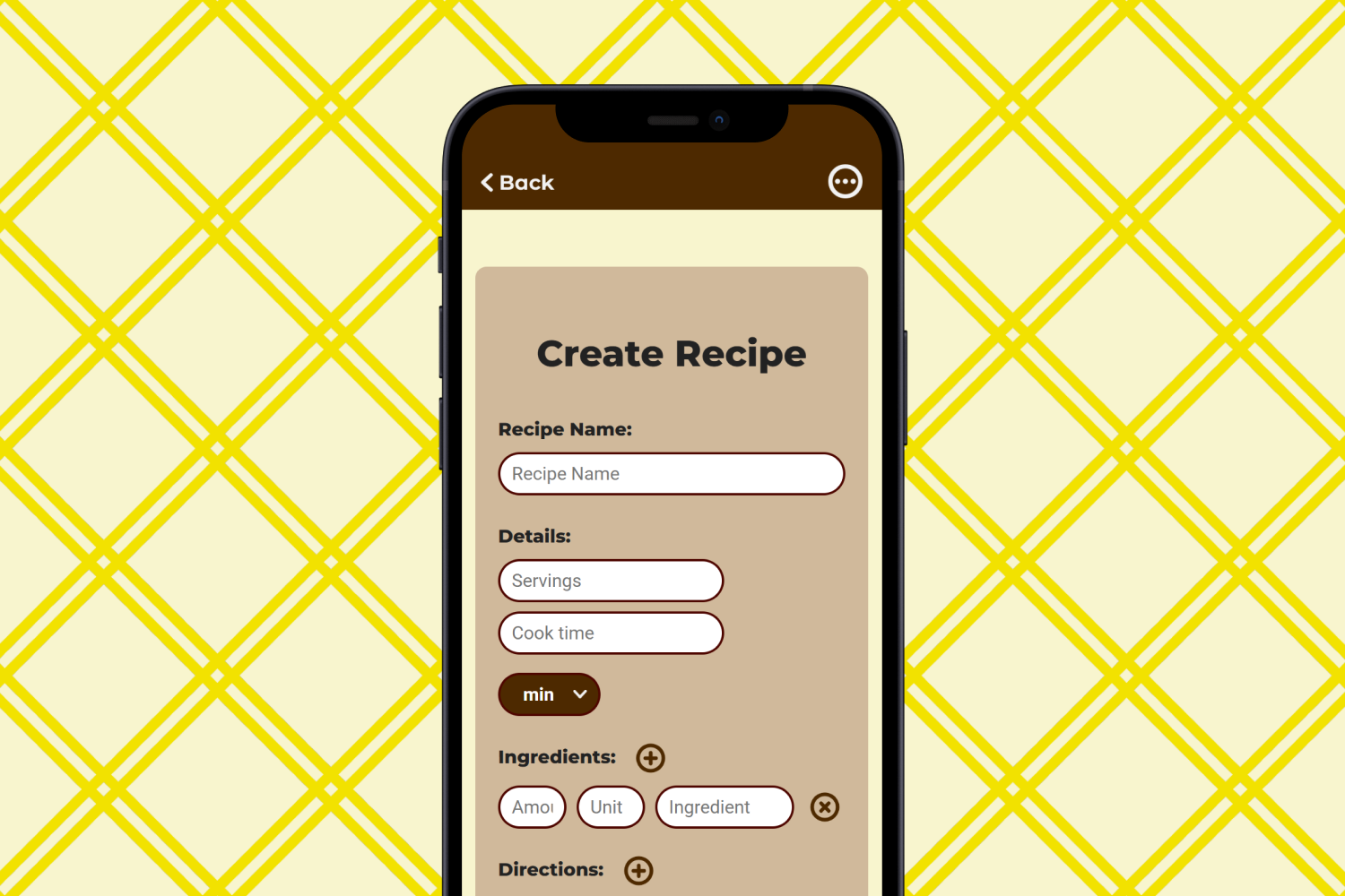New recipe screen