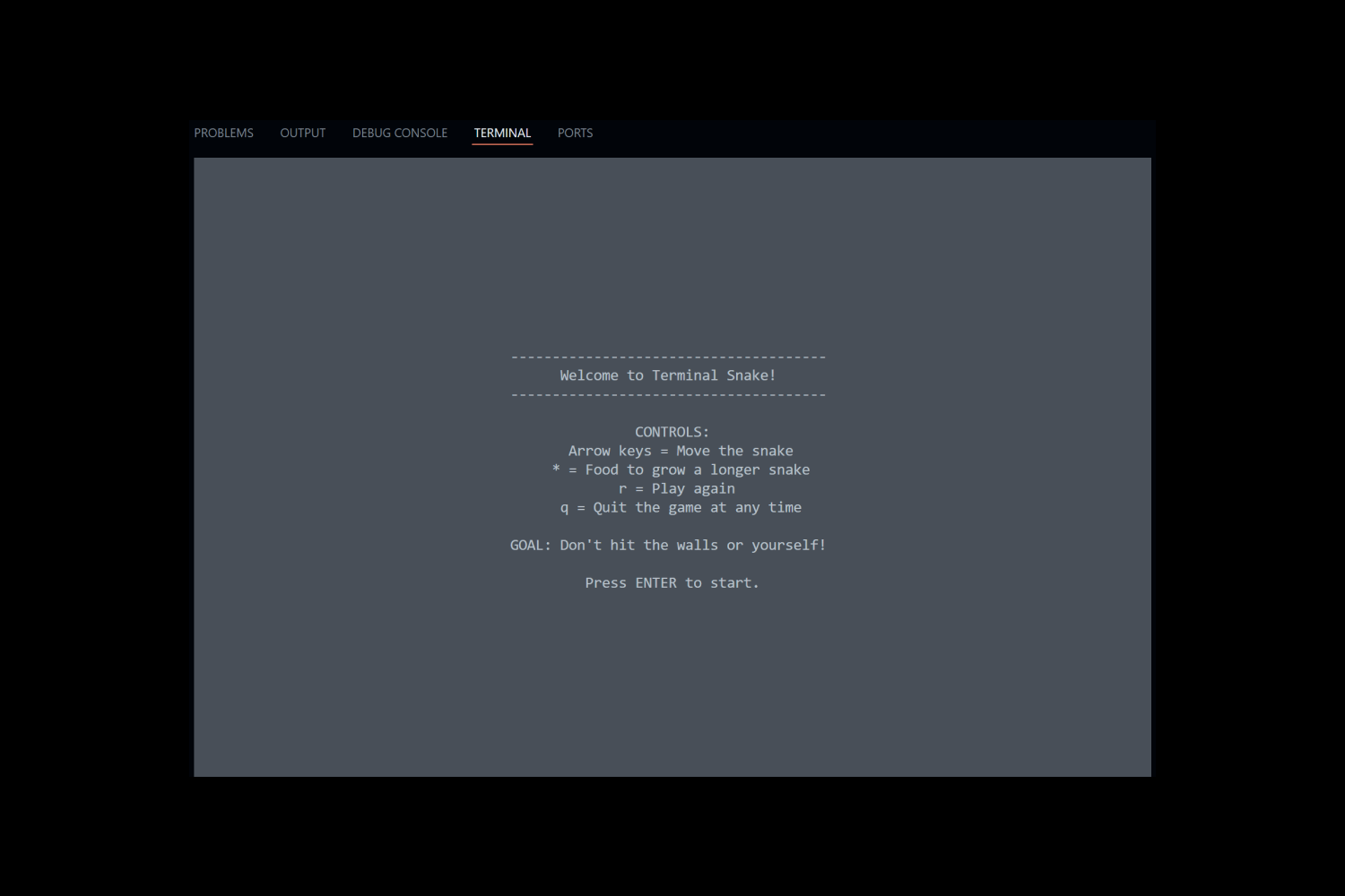Main menu screen