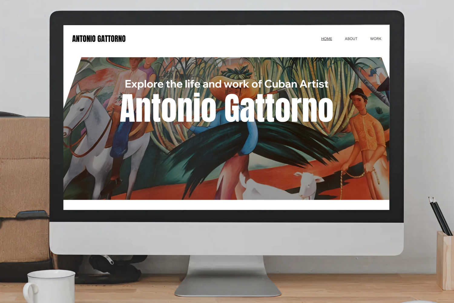 Home page, displaying the background tilt interactivity.