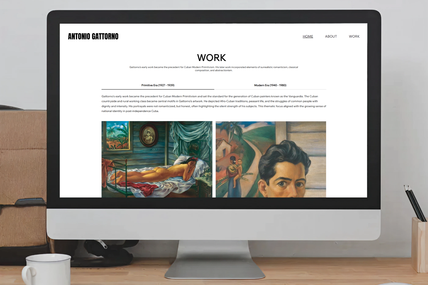 Desktop mock up of the Primitive Era Portfolio page.