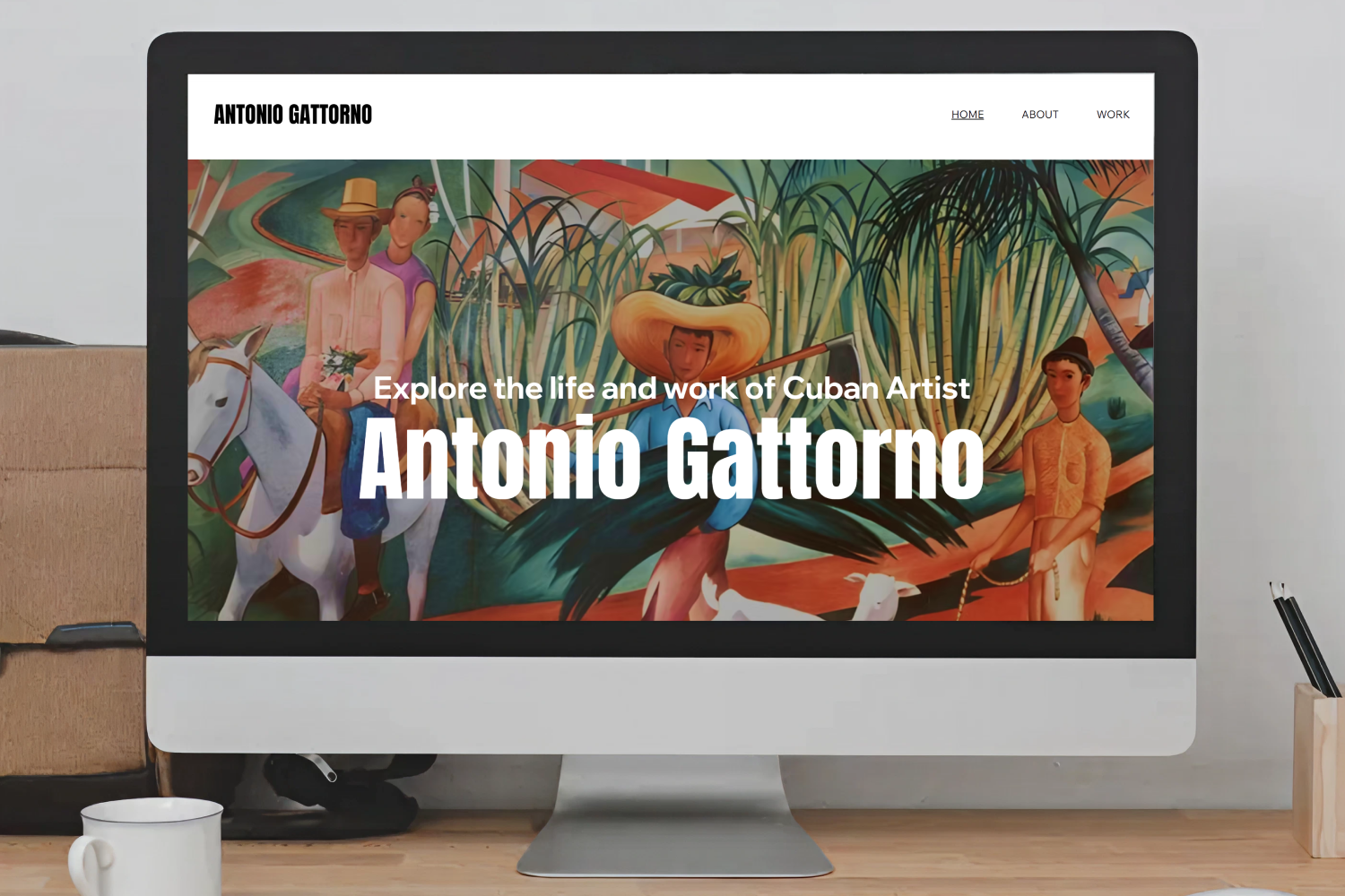Desktop mock up of the Home page.