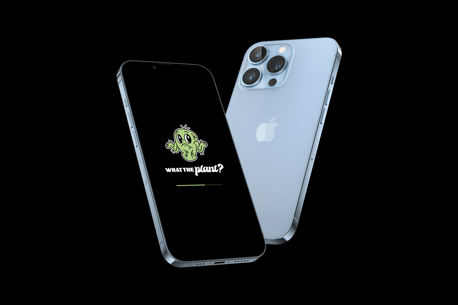 Mobile phone mockups of the loading screens when the app is first launched.