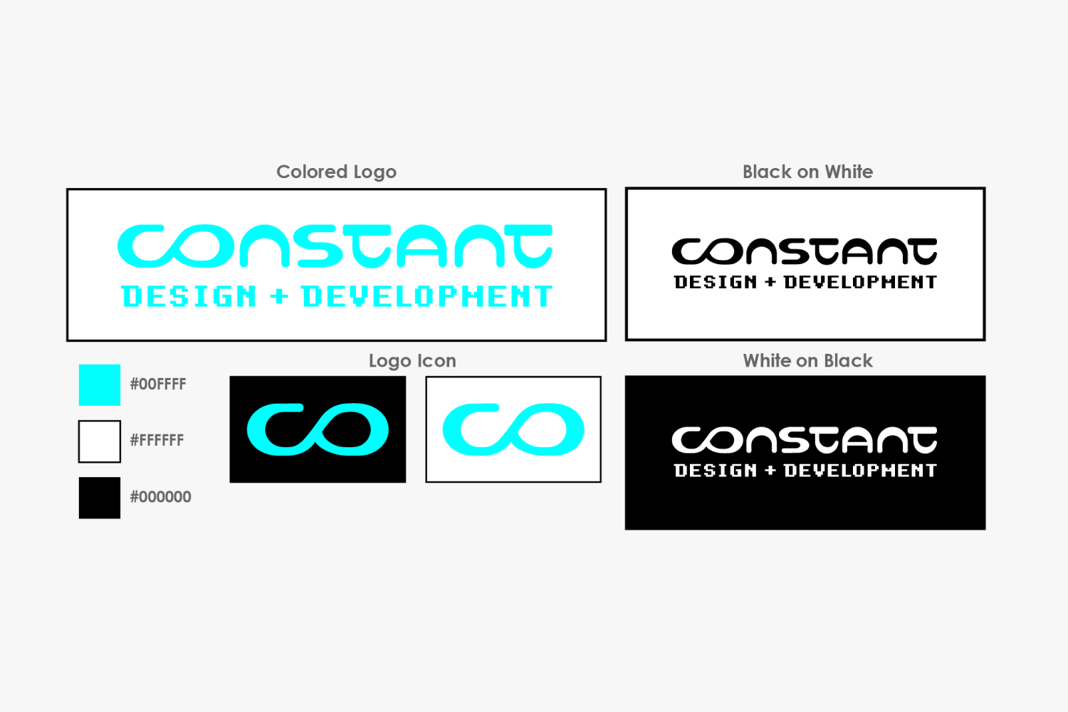 Final logo in black, white, and color.