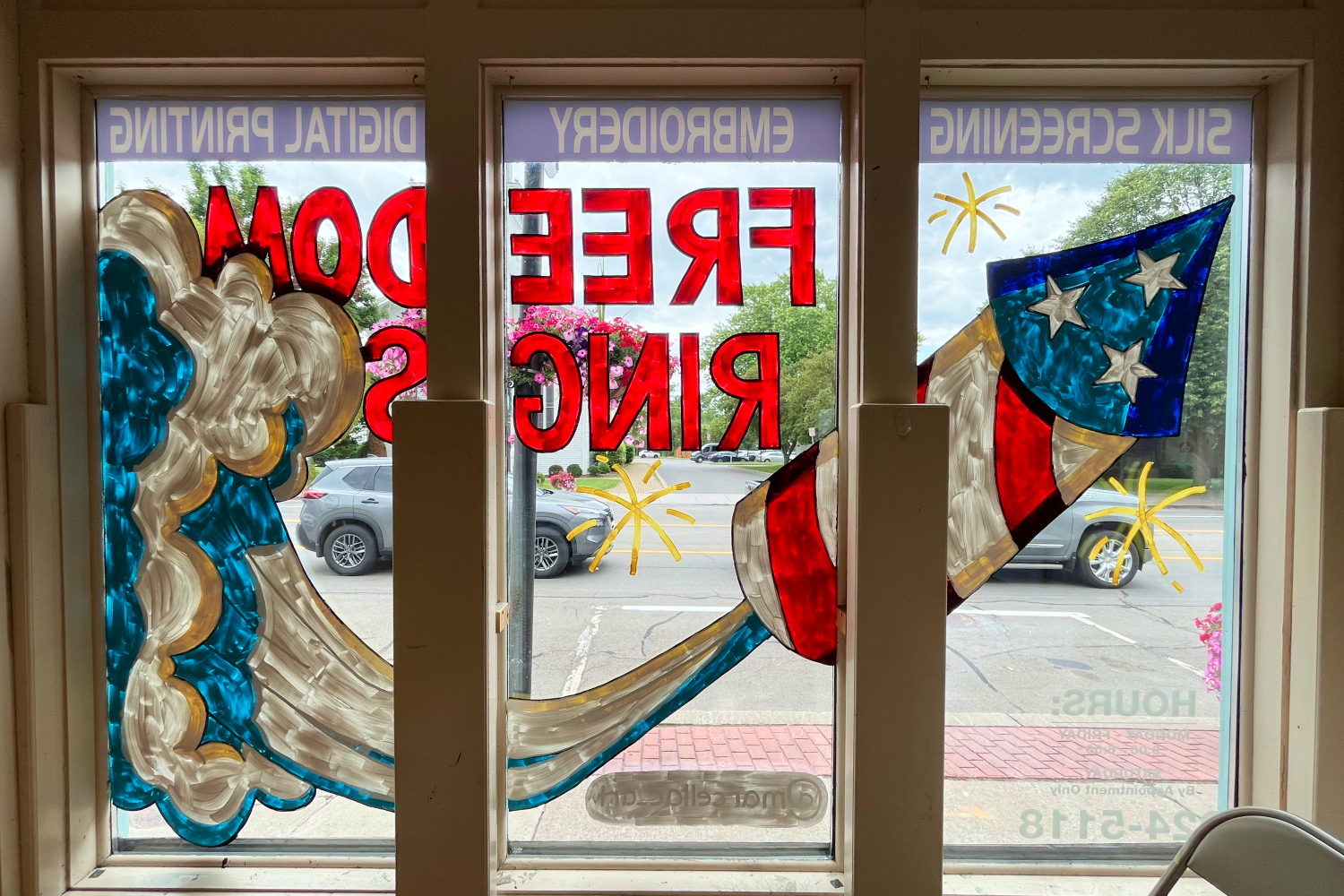 Back of firework, fully painted (photo from inside building).