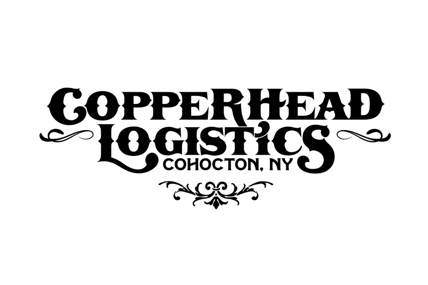 Logo: "Copperhead Logistics" in an ornate western font with decorative lines.