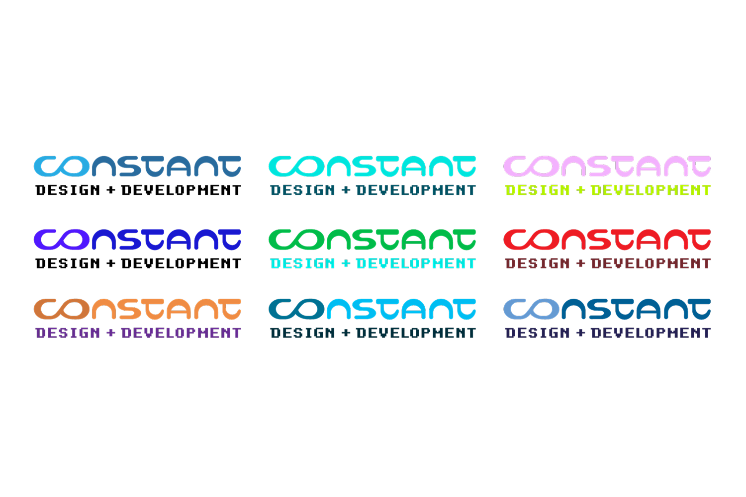 Color variations, including red, purple, blue, and green.