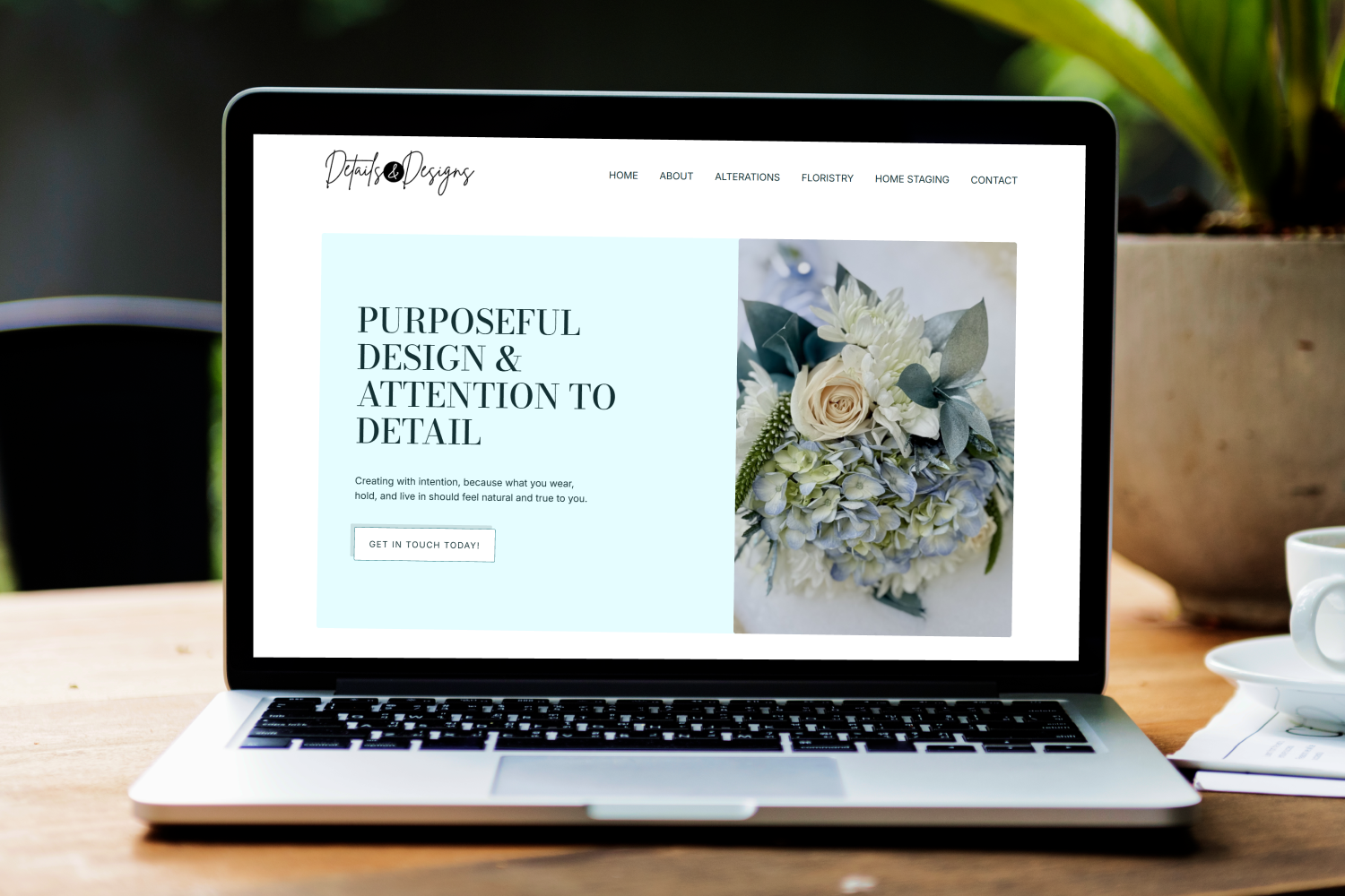 Desktop mock up of the Details and Designs website home page.