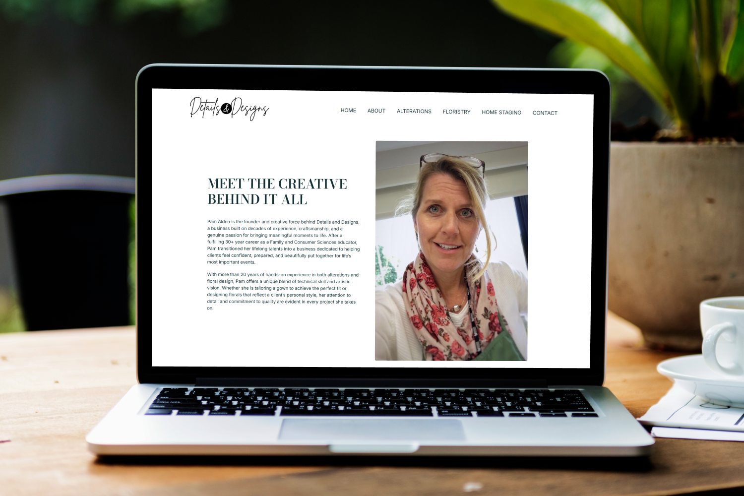 Desktop mock up of the About page.