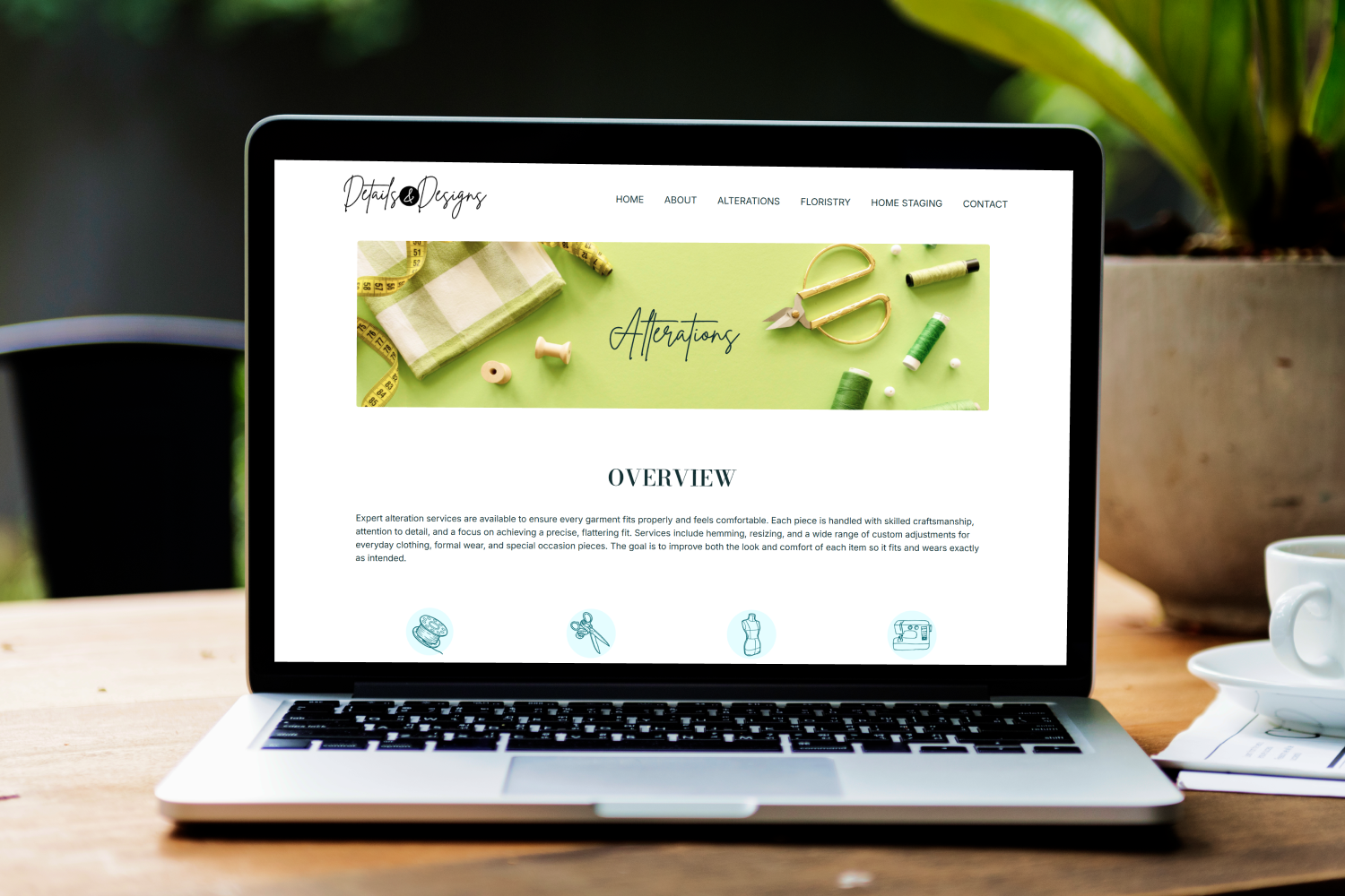 Desktop mock up of the Alterations page.
