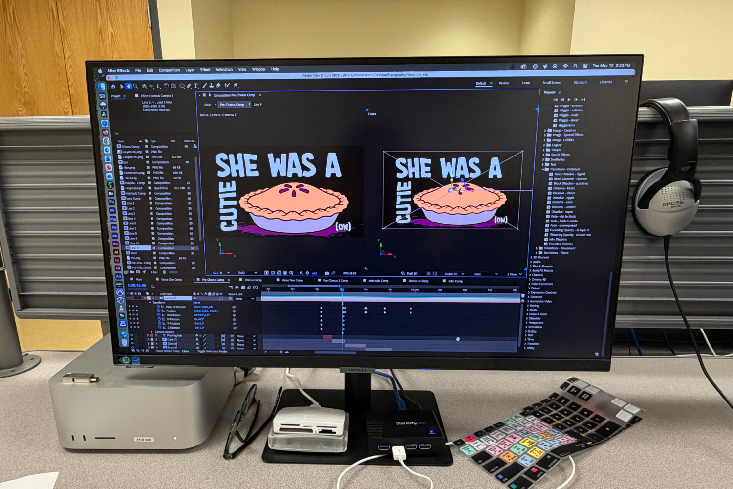 Open computer working on animation in After Effects